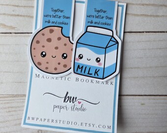Magnetic Bookmark | Cookies & Milk Best Friend Bookmarks | Besties Laminated Page Marker | Gift for Best Friend | Aesthetic Planner Bookmark