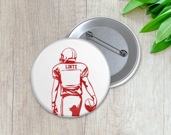 Personalized Football Player Spirit Pin | Personalized Sports Button | Pinback Button | Game Day Spirit (031)