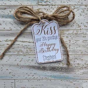 Kiss Your (age) goodbye, milestone birthday favor tags, Party Favor tags for milestone birthday, 20s, 30s, 40s, 50s, 60s, 70s (173) image 10