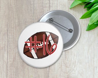 Personalized Athlete Number Football Pin | Personalized Sports Button | Pinback Button | Game Day Spirit (025)