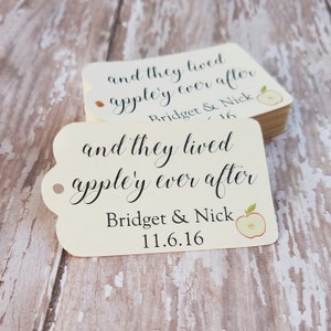 and they lived apple&#39;y ever after, apple-y ever after, wedding tag, fall wedding favor, caramel apple favor, apple favor bridal shower (076)