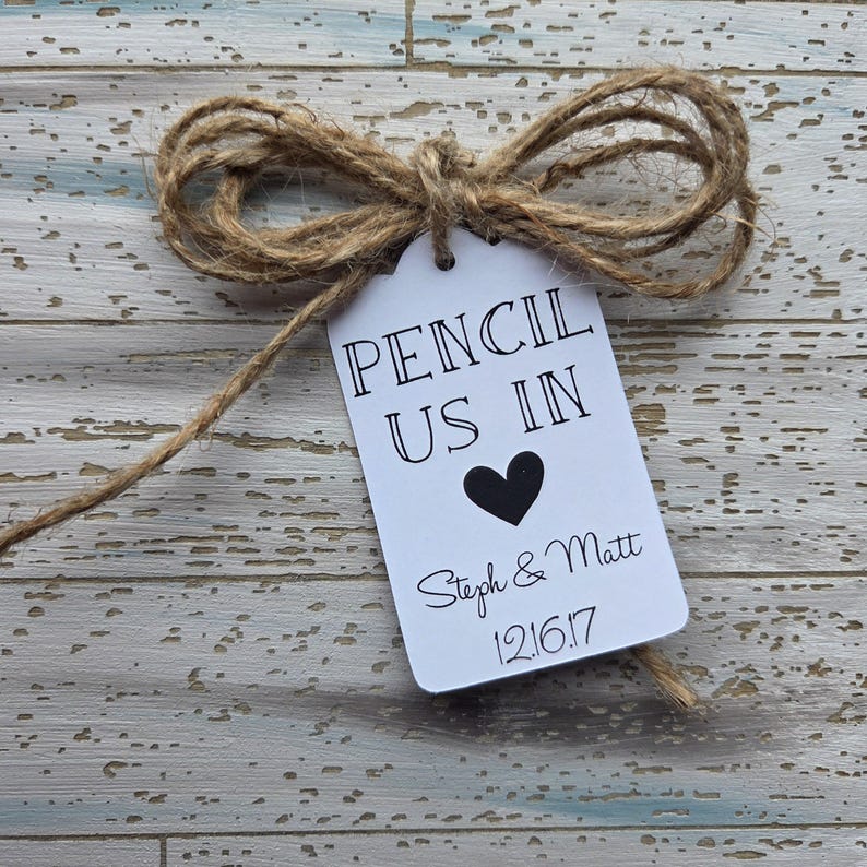 Bedrukt potlood, ons in save-the-date-tag, bedankkaartje voor bruiloften en verlovingsfeesten, gedrukt en verzonden (037) afbeelding 8