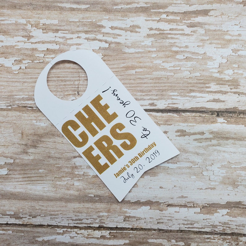 Cheers to the years, mini liquor bottle tags, liquor bottle hang tag, milestone birthday, 30, 40, 21, 50, 60 years, adult birthday tag 398 image 2