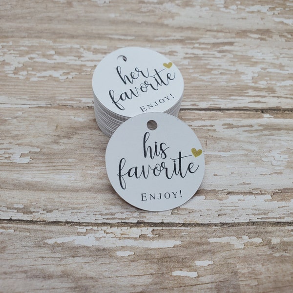 His and Her Favorite Snack, Snack Favor, Candy Favor, His Favorite, Her Favorite, For our Favorites, Favorite Treat, Wedding Tag  (322F)