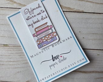 Magnetic Bookmark | If Found Return to book club | Cutesy Laminated Page Marker | Teenager Gift | Aesthetic Planner Bookmark (018)