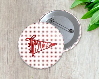 Mascot Pennant Flag with polka dots | Personalized Sports Button | Pinback Button | Game Day Spirit (029)