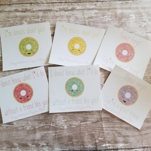 Donut Valentines Cards, Doughnut, Doughnut holes, Donut know what I do without a friend like you, I'm donuts about you, Kids (V06)