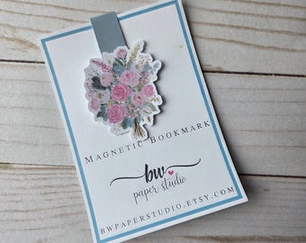 Magnetic Bookmark | Floral Vintage Vibes | Pretty Laminated Page Marker | Teacher Gift | Aesthetic Planner Bookmark (013)