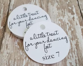 2" Flip Flop Tags, Shoe Size Tags, A little Treat for your Dancing Feet, Small Flip Flop Tags, wedding favor, wedding tag (F001)