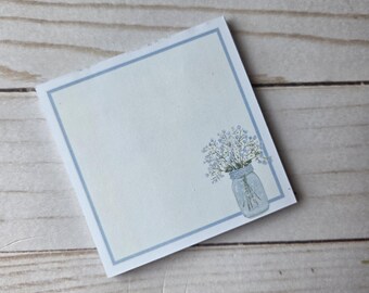 Personalized 3x3 Notepad | Custom Note Pad | Small Custom Notepad | floral jar | floral | Cottagecore (014)