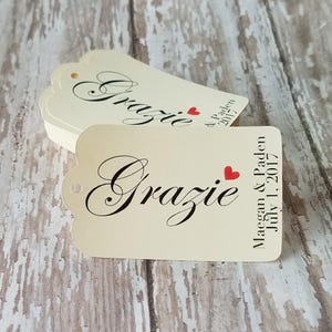 Grazie Tag, Thank You Tag, Wedding Tag, Thank You Gift, Bridal Shower, Wedding Shower, Baby Shower Grazie Tag (221)