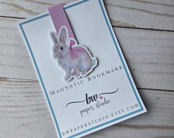 Magnetic Bookmark | Cottagecore Bookmark | Bunny Laminated Page Marker | Book Lover Gift | Aesthetic Planner Bookmark (012)