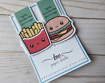 Magnetic Bookmark | Fries & Burger Best Friend Bookmarks | Besties Laminated Page Marker | Gift for Best Friend | Aesthetic Planner Bookmark