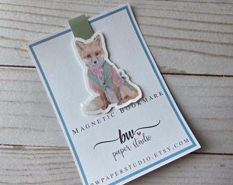 Magnetic Bookmark | Cute Fox | Cottagecore | Laminated Page Marker | Teacher Gift | Aesthetic Planner Bookmark (016)