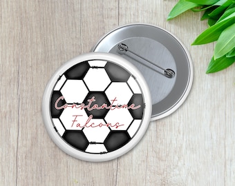 Soccer Ball with School Name Spirit Button | Personalized Sports Button | Pinback Button | Game Day Spirit (011)