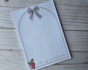 A berry sweet note | 5x7 Notepad | Custom To Do List | Personalized Notepad | Cottagecore | Strawberry | Custom Notepad (015)