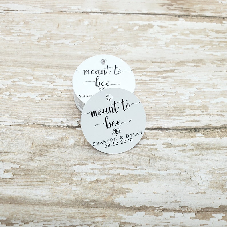 Meant to bee, honey tags, bridal shower favor, wedding favor, honey stick, wedding tag, coral, a sweet thank you 346B image 1