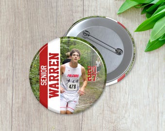 Custom Sports Photo Button | Grade & Name | Personalized Sports Button | Pinback Button | Game Day Spirit (014)