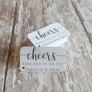 Boleto de bebida, Bueno para una bebida, boleto de bebida de boda, saludos, este está en nosotros, ficha de bebida, bar de bodas, boleto de bar (302)