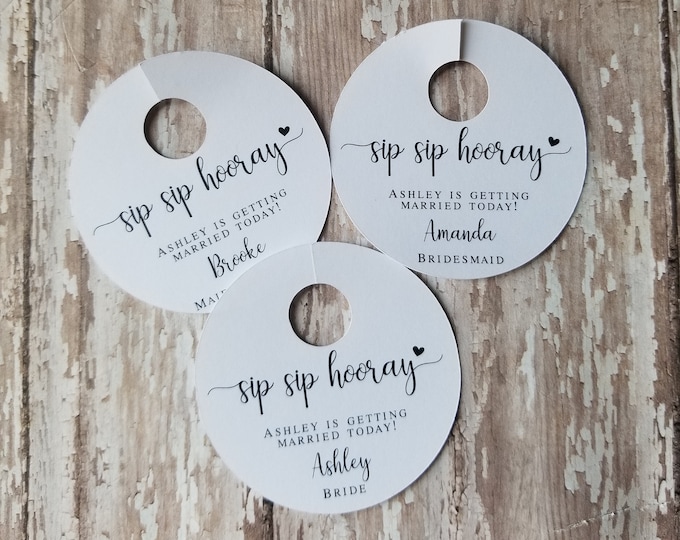 Bridal Party Wine Glass Tags, Wine Tags, Wedding Day, Bridal Shower