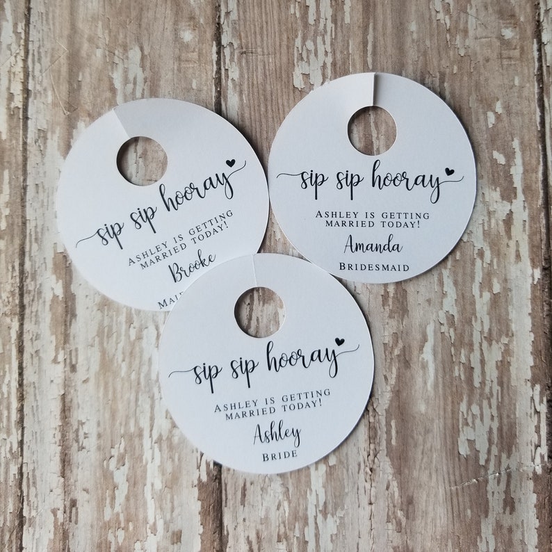 Bridal Party Wine Glass Tags Wine Tags Wedding Day Bridal Etsy