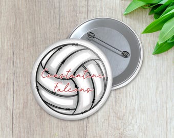 Volleyball with team name Spirit Button | Personalized Sports Button | Pinback Button | Game Day Spirit (008)