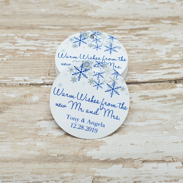 Warm Winter Wishes, Winter Wedding Tag, Wedding Favor, Winter Baby Shower, Thank You Tag, Scarf Tag, Blanket Tag, Ornament Favor (086WW)