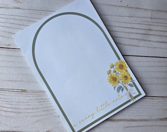 A sunny little note | 5x7 Notepad | Custom To Do List | Personalized Notepad | Cottagecore | Sunflowers | Custom Notepad (016)