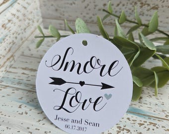 Etiqueta de recuerdo Smore Love, etiqueta de recuerdo de fiesta para barra de smores, bodas, despedidas de soltera, baby shower, fiesta de compromiso y otros eventos (052)