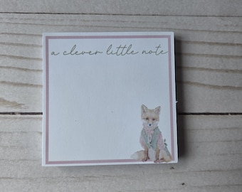Personalized 3x3 Notepad | Custom Note Pad | Small Custom Notepad | a clever little note | Fox | Cottagecore (016)