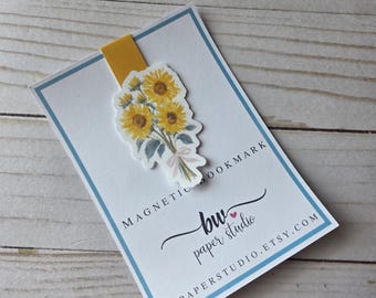 Magnetic Bookmark | Sunflower Cottagecore | Laminated Page Marker | Teacher Gift | Aesthetic Planner Bookmark (016)