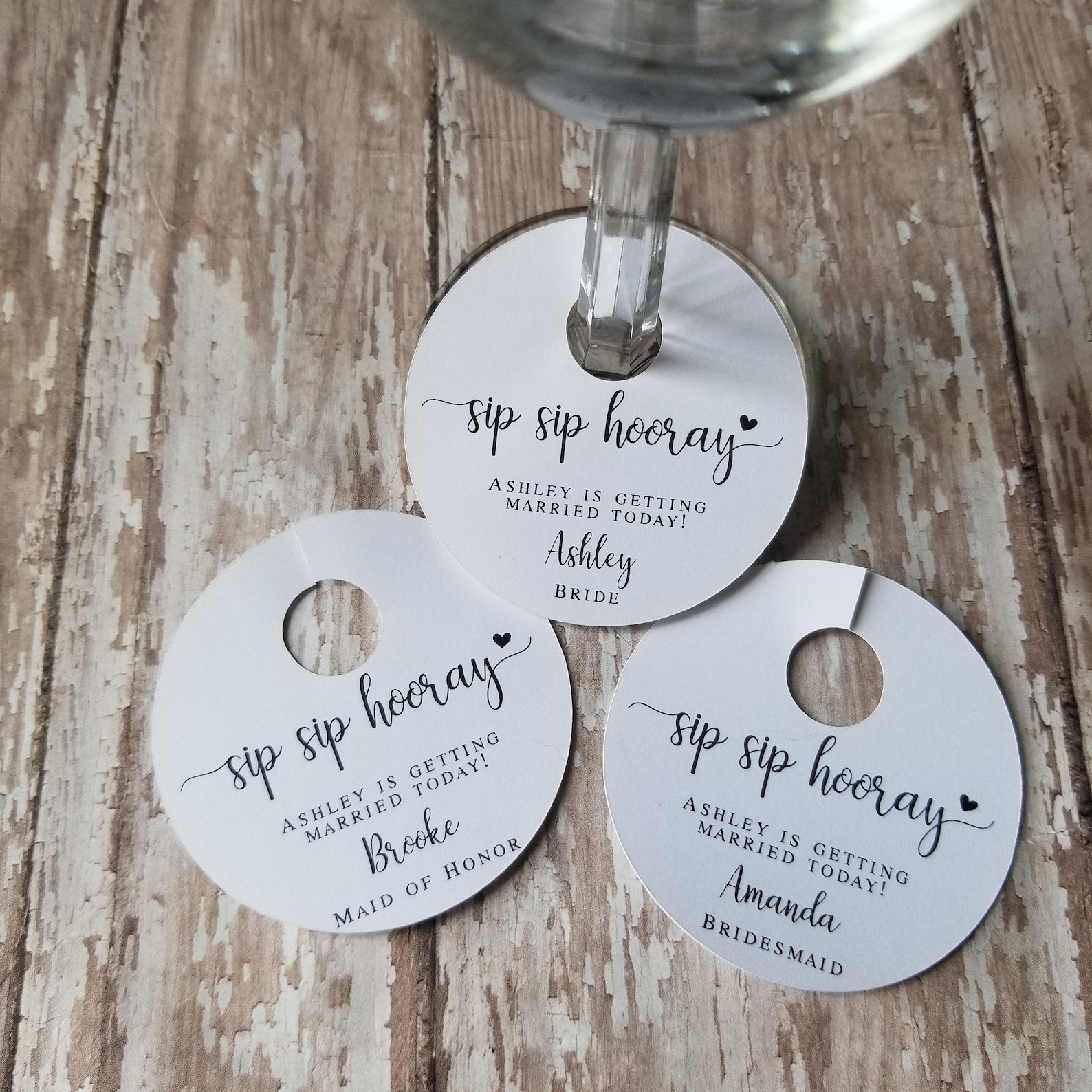 Bridal Party Wine Glass Tags Wine Tags Wedding Day Bridal Etsy