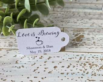 愛が芽生えている、愛を育もう、コーヒーバー、コーヒーギフト、結婚式の引き出物、ベビーシャワー、ティーパーティーギフト、ティータグ、ブライダルシャワー (227)