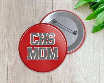 School Initials Mom Spirit Button | Personalized Sports Button | Pinback Button | Game Day Spirit (001)