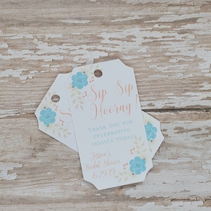 Sip Sip Hooray, Bridal Shower Tag, Champagne Tag, Wine Tag, Wedding Shower, Thank You Tag, Party Favor, Mini Wine Tag, Mini Champagne (375)