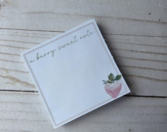 Personalized 3x3 Notepad | Custom Note Pad | Small Custom Notepad | a berry sweet note | Strawberry | Cottagecore (015)