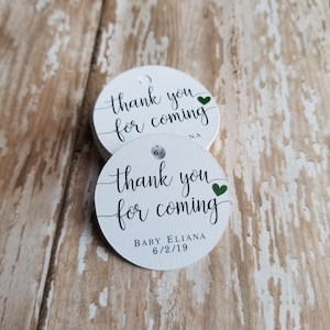 Thank you for coming, wedding, Bridal Shower, Baby Shower, Thank you tag, party favor, 1.5" round tag, Round Tag, Mini Tag, Thanks  (368)