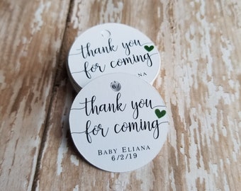 Thank you for coming, wedding, Bridal Shower, Baby Shower, Thank you tag, party favor, 1.5" round tag, Round Tag, Mini Tag, Thanks  (368)