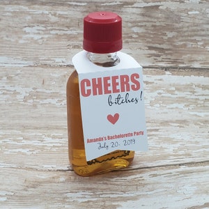 Cheers Bitches, bachelorette party tag, cheers to the mrs, hen party, hang tag, mini liquor bottle tags, liquor bottle hang tag (394)