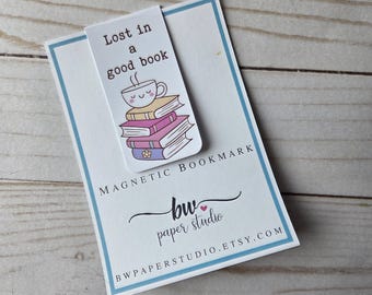 Magnetic Bookmark | Lost In A Good Book | Cutesy Laminated Page Marker | Teenager Gift | Aesthetic Planner Bookmark (020)