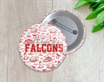 Toile Volleyball Spirit Pin | Personalized Sports Button | Pinback Button | Game Day Spirit (043)