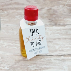 Talk Thirty to Me Mini Liquor Bottle Tag, 30th Birthday, thirtieth, Birthday favor, tags only, Airplane Bottle, Liquor Tag, Forty (498)