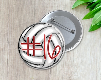 Personalized Volleyball Spirit Pin | Personalized Sports Button | Pinback Button | Game Day Spirit (024)