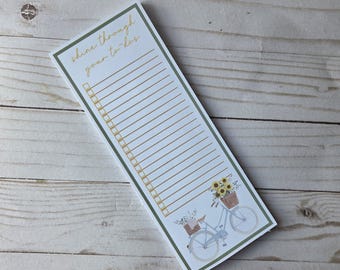 Shine thru your to dos | Sunflower | Cottagecore | 3.5x9 Notepad | Custom Long Notepad | Personalized Note Pad (016)