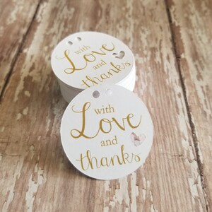 With Love and Thanks tags, Mini Favor Tags, Round Favor Tags, Baby Shower tags, Bridal Shower Tags, Wedding Thank You Tags, 1.5 Round 232 image 2