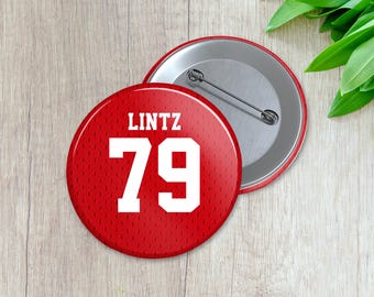 Personalized Football Jersey Spirt Pin | Personalized Sports Button | Pinback Button | Game Day Spirit (032)