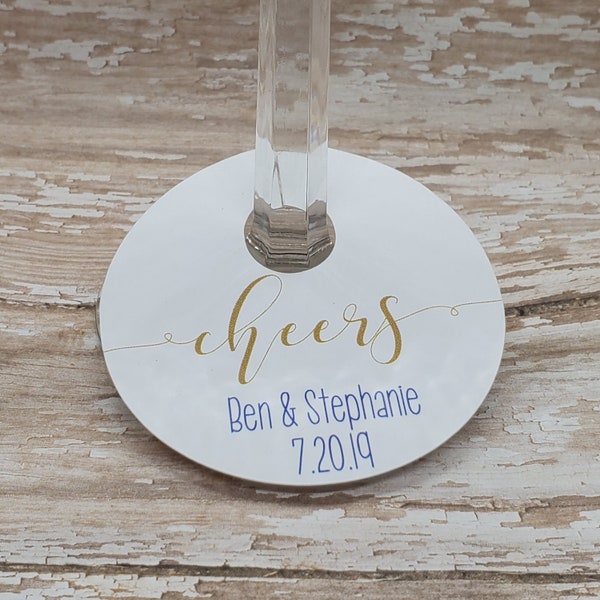 Cheers wine glass tag, wine glass favor, wine glass charm tag, wedding tag, wedding favor, wedding wine, bridal shower, glass marker (391)