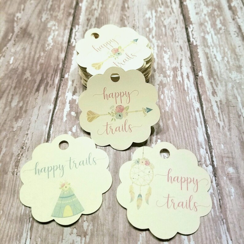 Trail Mix Tags Tribal Baby Shower Tribal Tags Happy Trails Etsy