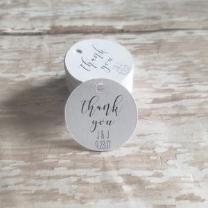 Mini Round Thank You tags, 1 inch round tag, wedding favor, mini favor tags, monogram thank you tags, small tag, bottle opener tag (264)