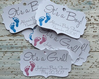 Etiquetas de recuerdo para fiesta de revelación de género de niño/niña, etiquetas impresas para baby showers o fiestas de revelación de género (075)